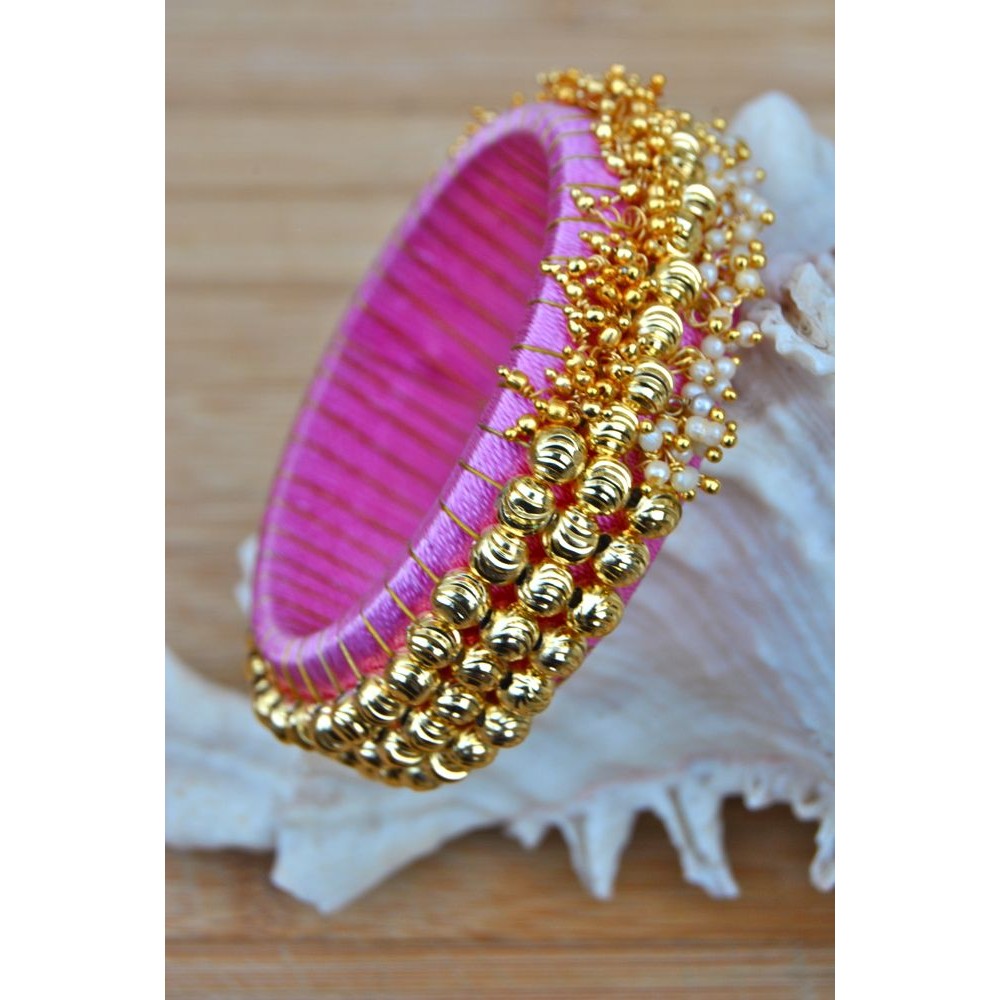 Silk thread bangles hot sale pink colour